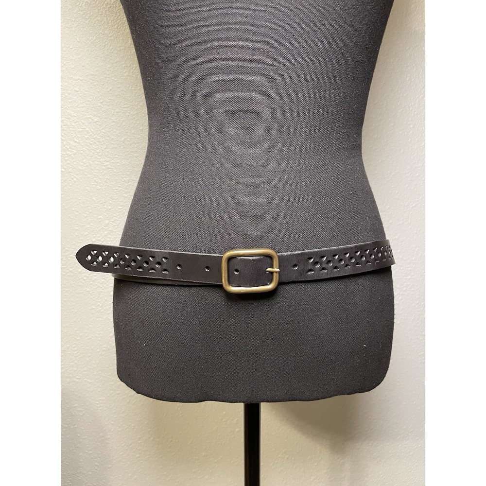 Antoniazzi Genuine Leather belt laser cut out diamonds size Medium made in Italy